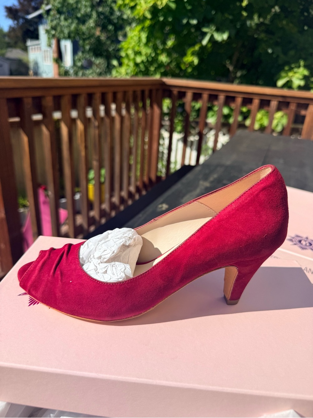 Patricia Blanchet Classic bordeaux Red Suede Mid-Heel Pump 2026 collection
